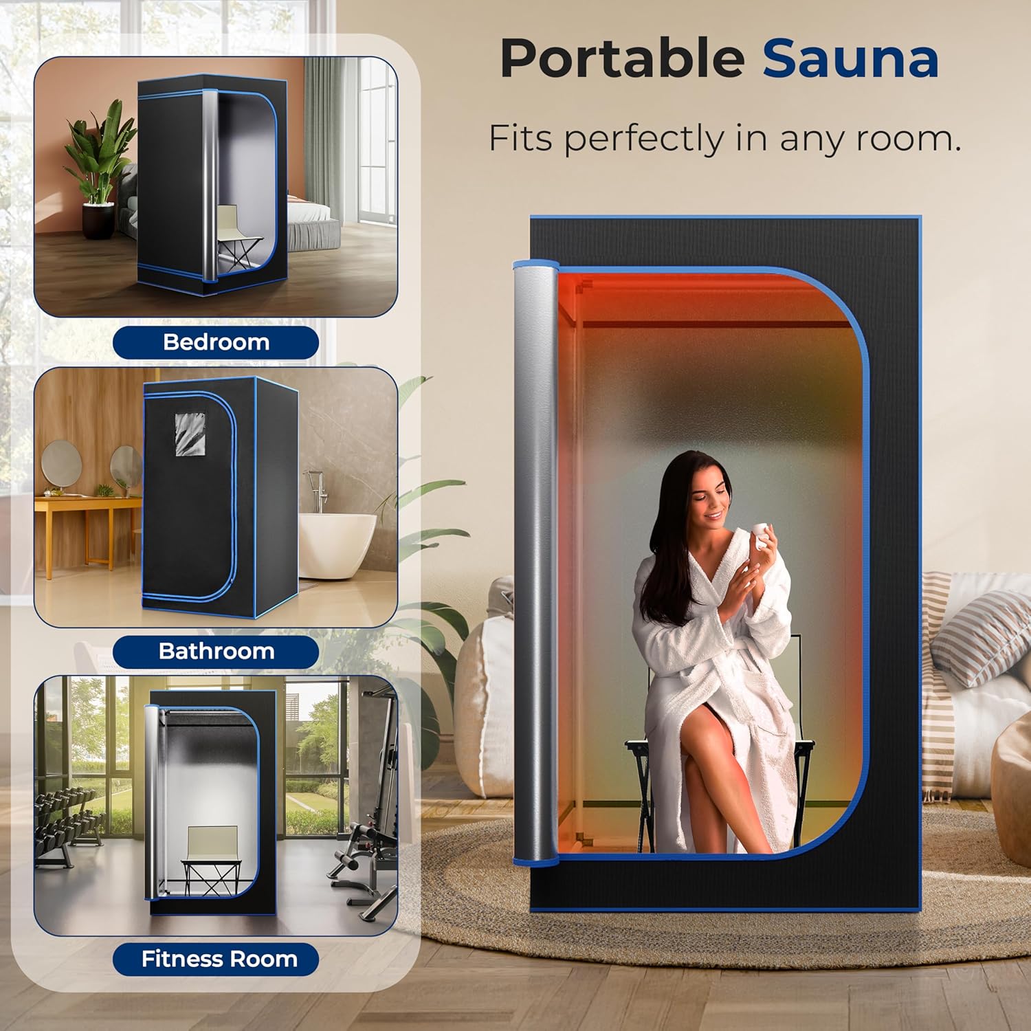 1 person portable large far infrared sauna room indoor for sale
