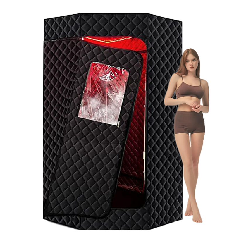 Portable home sauna tent with custom folding chair 650 nm red light treatment 1200 W steamer 3L capacity modern design 220V