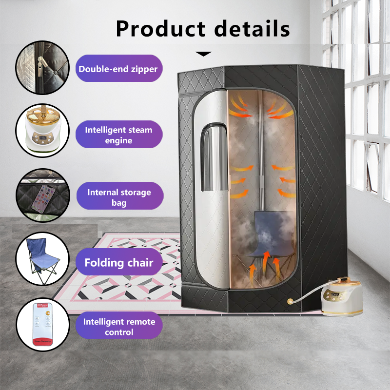 Portable Steam Sauna for Home, XL Sauna Tent with 3L 1200W Steamer & Red Light, Foldable Chair & Mat, Indoor Personal Spa for Relaxation, Detox & Recovery