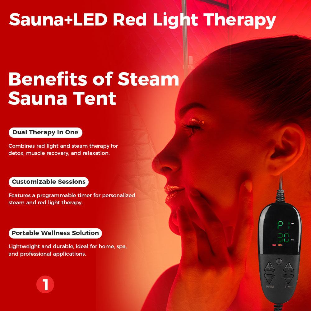 Redfy Best Price Indoor Personal Sauna Box Room Far Infra Led Red Light Therapy Portable Full Body Sauna Steam Tent Kit