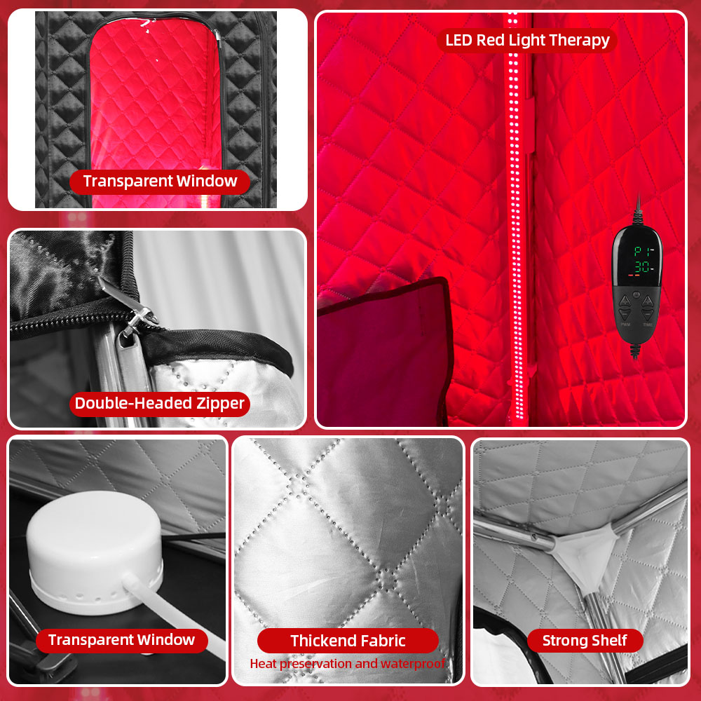 Redfy Best Price Indoor Personal Sauna Box Room Far Infra Led Red Light Therapy Portable Full Body Sauna Steam Tent Kit