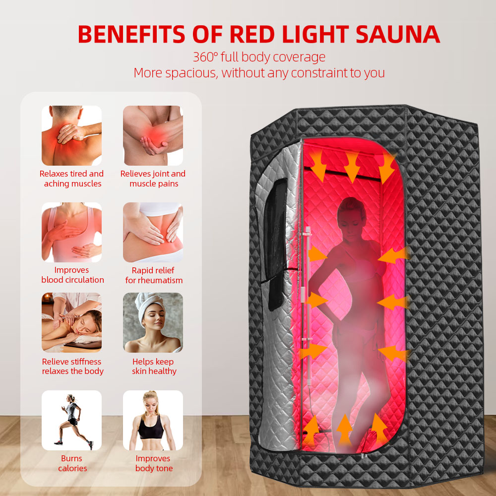Redfy Best Price Indoor Personal Sauna Box Room Far Infra Led Red Light Therapy Portable Full Body Sauna Steam Tent Kit
