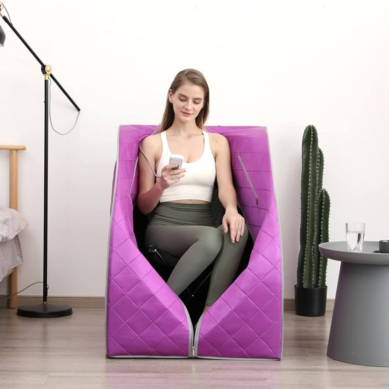 Portable Sauna for Home, Infrared Sauna Tent with Heated Foot Pad and Folding Chair, Compact Personal Rejuvenation Sauna, Remote Control In-Home Spa