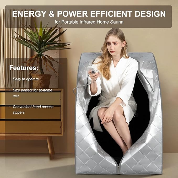 Portable Far Infrared Sauna for Home, Personal Sauna Spa for Relaxtion & Detox at Home, 1 Person Full Body Sauna Tent