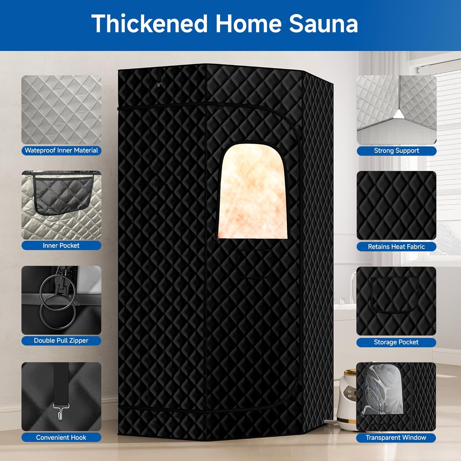 2024 New Arrival Modern Portable Steam Sauna Box Tent 9kw Indoor Remote Control Red Light Durable for Home Use for Apartments