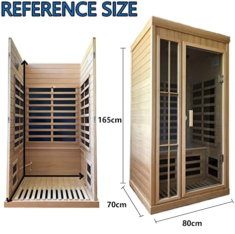 Single-person far-infrared multi-size sauna room for home use, steam bath room made of Canadian hemlock wood, promoting health and sweating