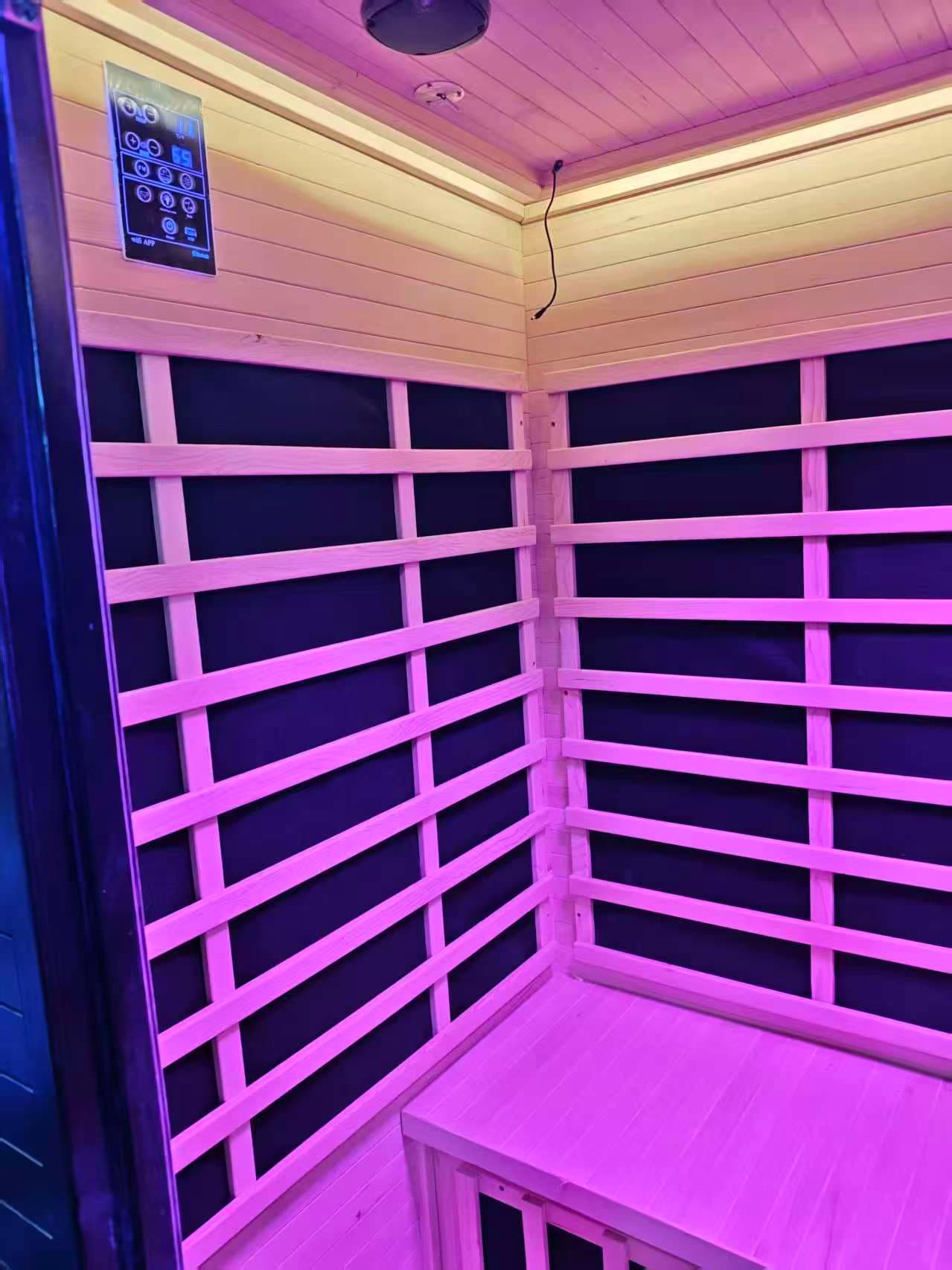 Outdoor Sauna 2 Person Low EMF Far Infrared Sauna for Home, 2050W Mahogany Wooden Sauna Room for Outdoor Indoor Home, with Blue-Tooth, LCD, LED