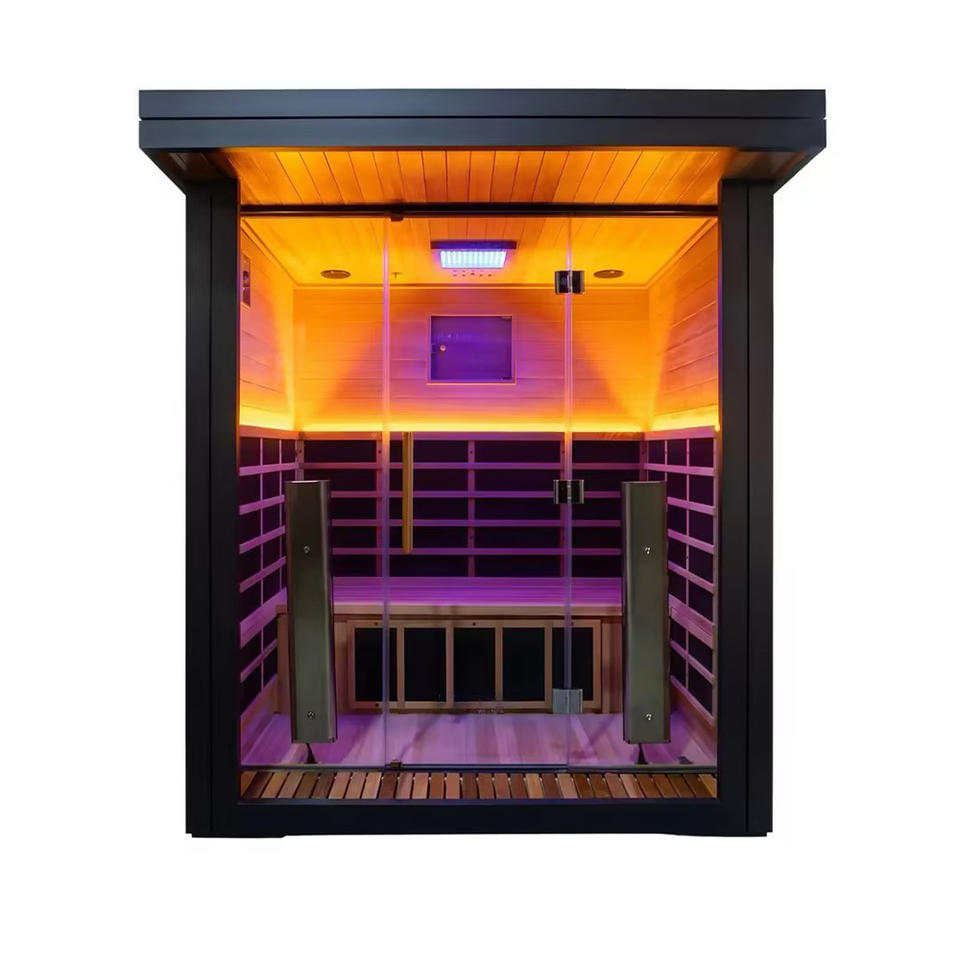 Infrared Sauna for Home, Home Infrared Saunas up to 2 Person, Indoor Canadian Hemlock Wood Sauna Room with Near Zero Emf, Bluetooth Speakers for Personal Spa