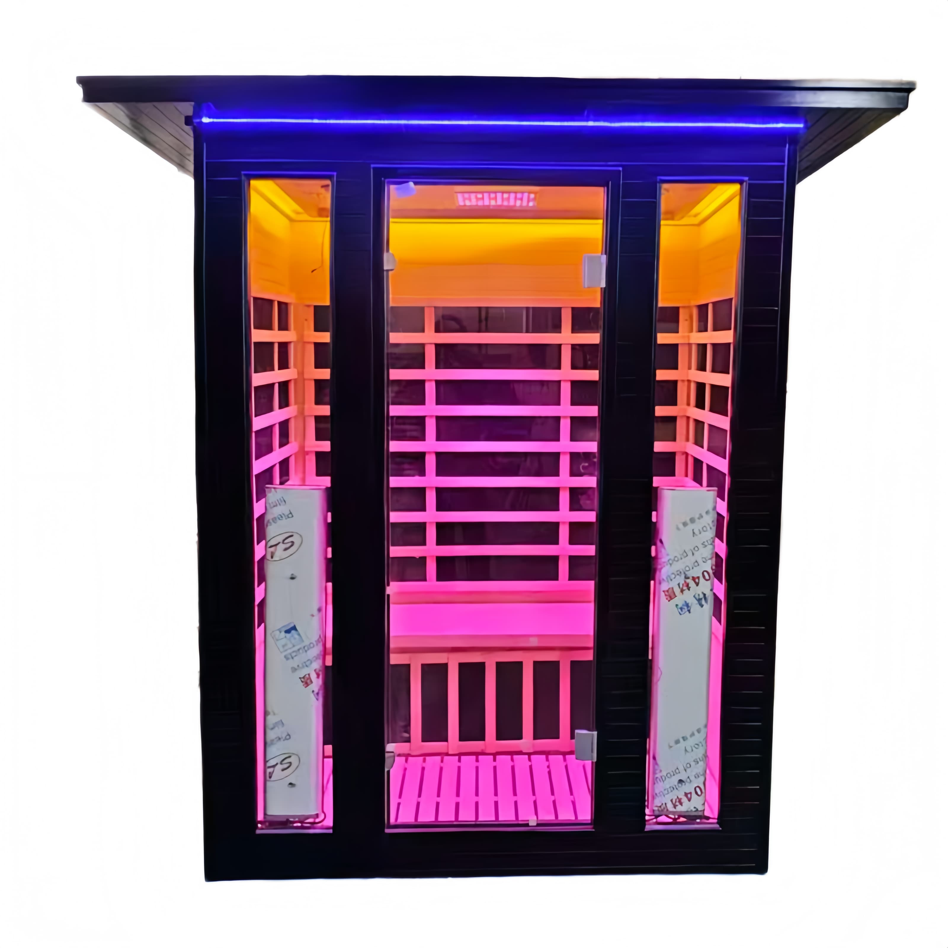 Outdoor Sauna 2 Person Low EMF Far Infrared Sauna for Home, 2050W Mahogany Wooden Sauna Room for Outdoor Indoor Home, with Blue-Tooth, LCD, LED