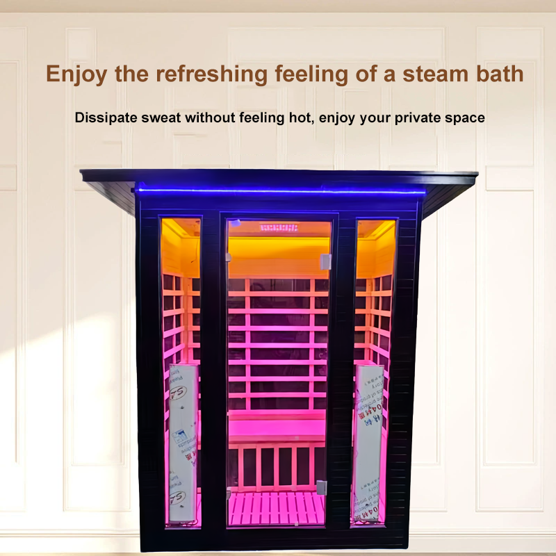 Outdoor Sauna 2 Person Low EMF Far Infrared Sauna for Home, 2050W Mahogany Wooden Sauna Room for Outdoor Indoor Home, with Blue-Tooth, LCD, LED