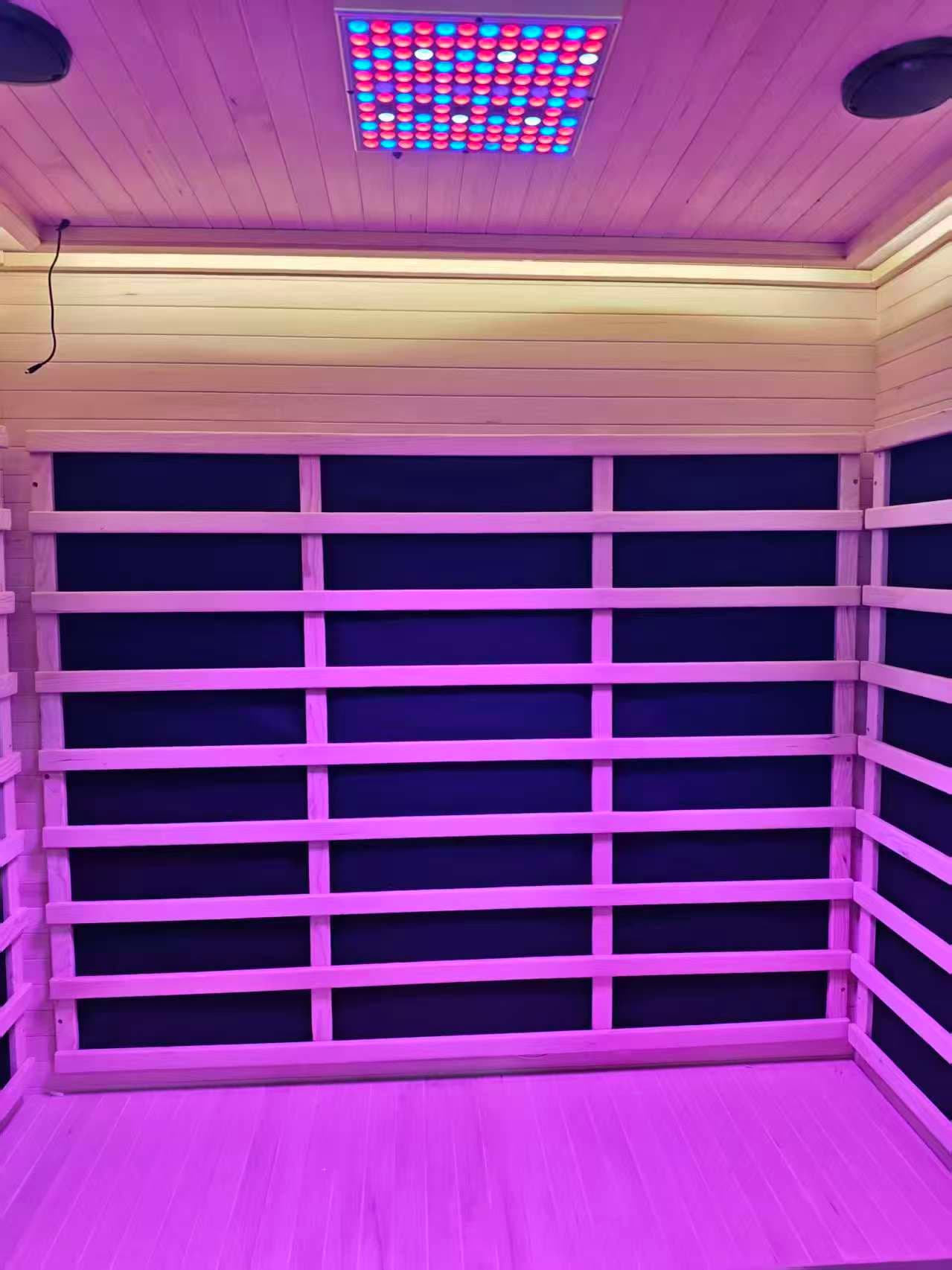 Outdoor Sauna 2 Person Low EMF Far Infrared Sauna for Home, 2050W Mahogany Wooden Sauna Room for Outdoor Indoor Home, with Blue-Tooth, LCD, LED