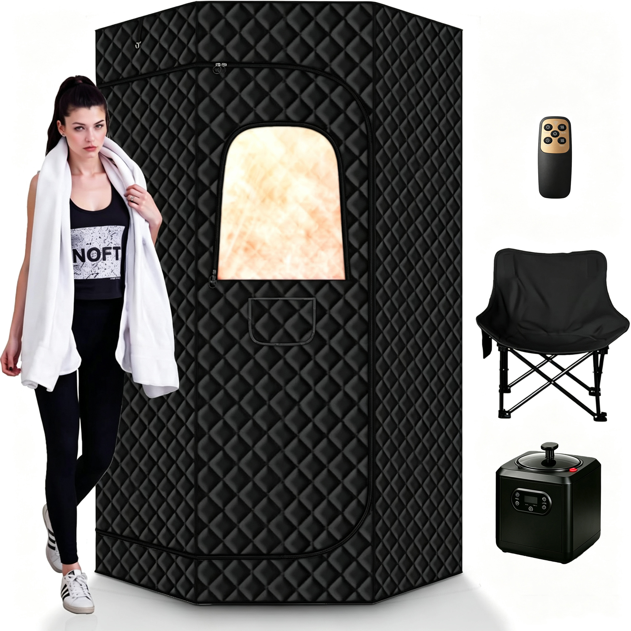 2024 New Arrival Modern Portable Steam Sauna Box Tent 9kw Indoor Remote Control Red Light Durable for Home Use for Apartments